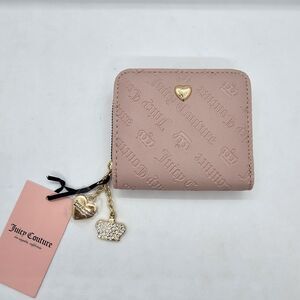 NWT Juicy Couture Dusty Blush Not Your Babe Small Wallet Zipper Charms B…
